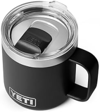YETI RAMBLER 10 OZ BLACK STACKABLE CERAMIC LINED STAINLESS STEEL MUG WITH VACUUM INSULATION