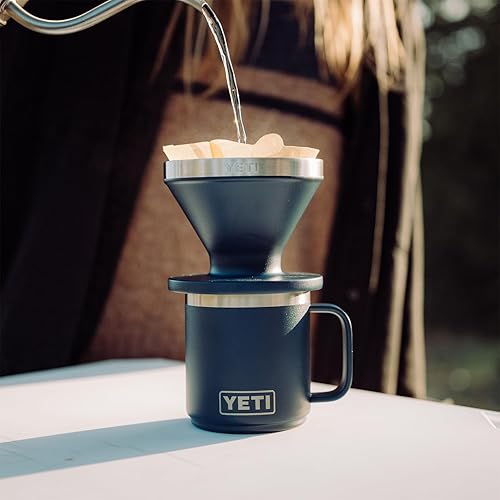 YETI RAMBLER 10 OZ BLACK STACKABLE CERAMIC LINED STAINLESS STEEL MUG WITH VACUUM INSULATION