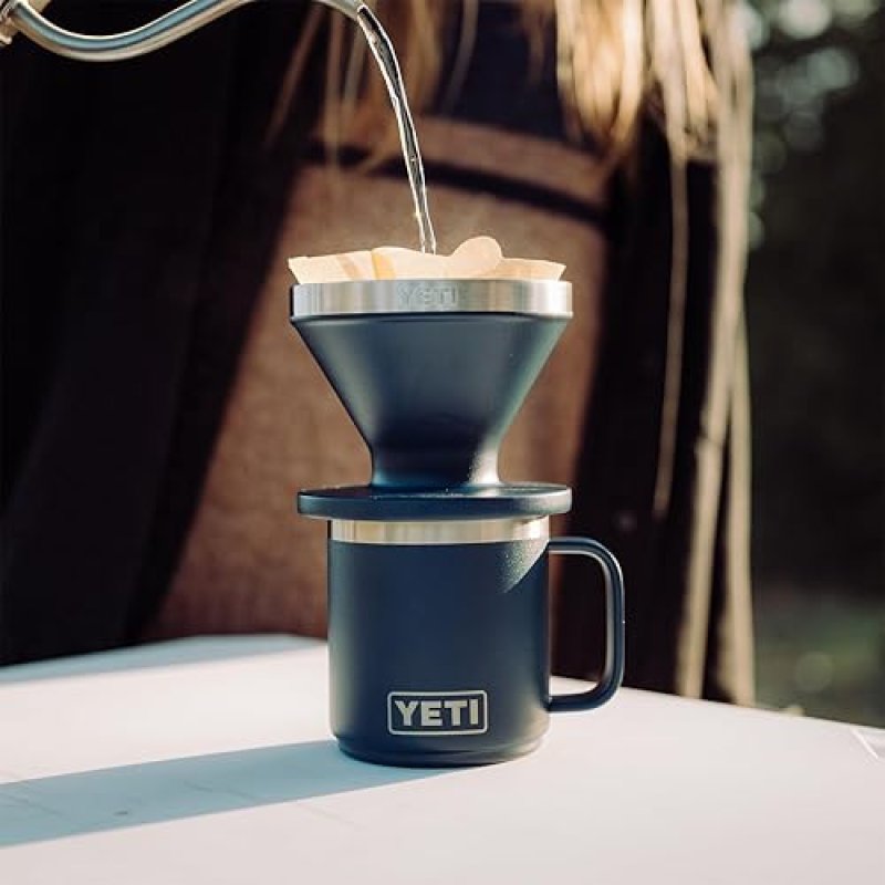 YETI RAMBLER 10 OZ BLACK STACKABLE CERAMIC LINED STAINLESS STEEL MUG WITH VACUUM INSULATION