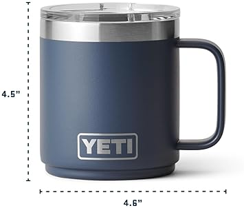 YETI RAMBLER 10 OZ BLACK STACKABLE CERAMIC LINED STAINLESS STEEL MUG WITH VACUUM INSULATION