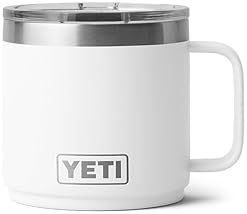 YETI RAMBLER 14 OZ WHITE CERAMIC LINED STACKABLE MUG, VACUUM INSULATED STAINLESS STEEL WITH MAGSLIDE
