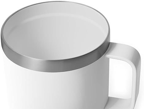YETI RAMBLER 14 OZ WHITE CERAMIC LINED STACKABLE MUG, VACUUM INSULATED STAINLESS STEEL WITH MAGSLIDE