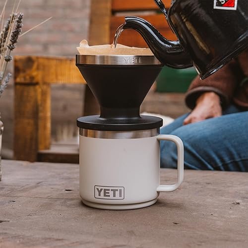 YETI RAMBLER 14 OZ WHITE CERAMIC LINED STACKABLE MUG, VACUUM INSULATED STAINLESS STEEL WITH MAGSLIDE