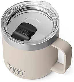 YETI RAMBLER 14 OZ STACKABLE CERAMIC LINED STAINLESS STEEL MUG WITH MAGSLIDER LID, CAPE TAUPE