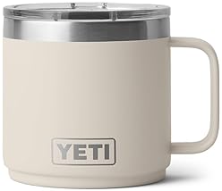 YETI RAMBLER 14 OZ STACKABLE CERAMIC LINED STAINLESS STEEL MUG WITH MAGSLIDER LID, CAPE TAUPE