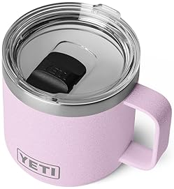 YETI RAMBLER 14 OZ CERAMIC LINED STACKABLE STAINLESS STEEL MUG WITH MAGSLIDER LID, CHERRY BLOSSOM