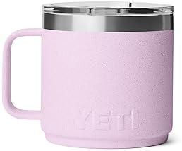 YETI RAMBLER 14 OZ CERAMIC LINED STACKABLE STAINLESS STEEL MUG WITH MAGSLIDER LID, CHERRY BLOSSOM
