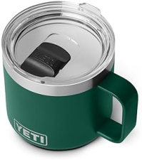 YETI RAMBLER 14 OZ STACKABLE CERAMIC LINED MUG, VACUUM INSULATED STAINLESS STEEL, BLACK FOREST GREEN