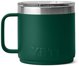 YETI RAMBLER 14 OZ STACKABLE CERAMIC LINED MUG, VACUUM INSULATED STAINLESS STEEL, BLACK FOREST GREEN