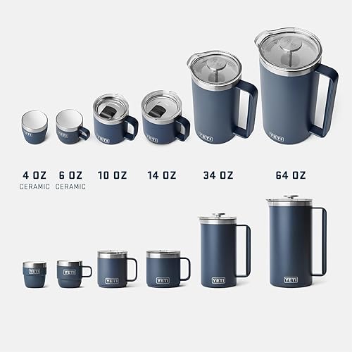 YETI RAMBLER 14 OZ CERAMIC LINED STACKABLE STAINLESS STEEL MUG WITH VACUUM INSULATION MAGSLIDER LID