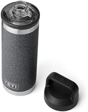 YETI RAMBLER 18 OZ BLACK STONE STAINLESS STEEL BOTTLE LEAKPROOF, VACUUM INSULATED WITH CHUG CAP
