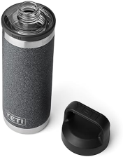 YETI RAMBLER 18 OZ BLACK STONE STAINLESS STEEL BOTTLE LEAKPROOF, VACUUM INSULATED WITH CHUG CAP