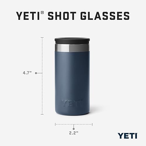 YETI SHOT GLASS SET OF 4 WITH DURABLE CARRYING CASE PREMIUM STAINLESS STEEL DRINKWARE