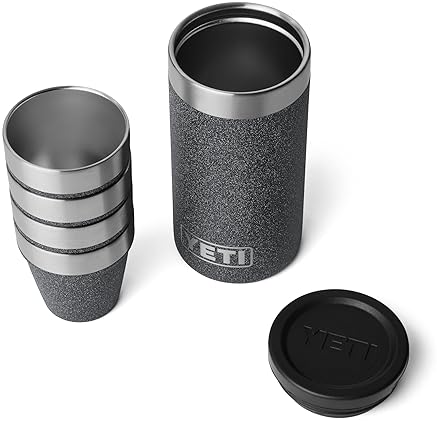 YETI SHOT GLASS SET OF 4 WITH DURABLE CARRYING CASE PREMIUM STAINLESS STEEL DRINKWARE
