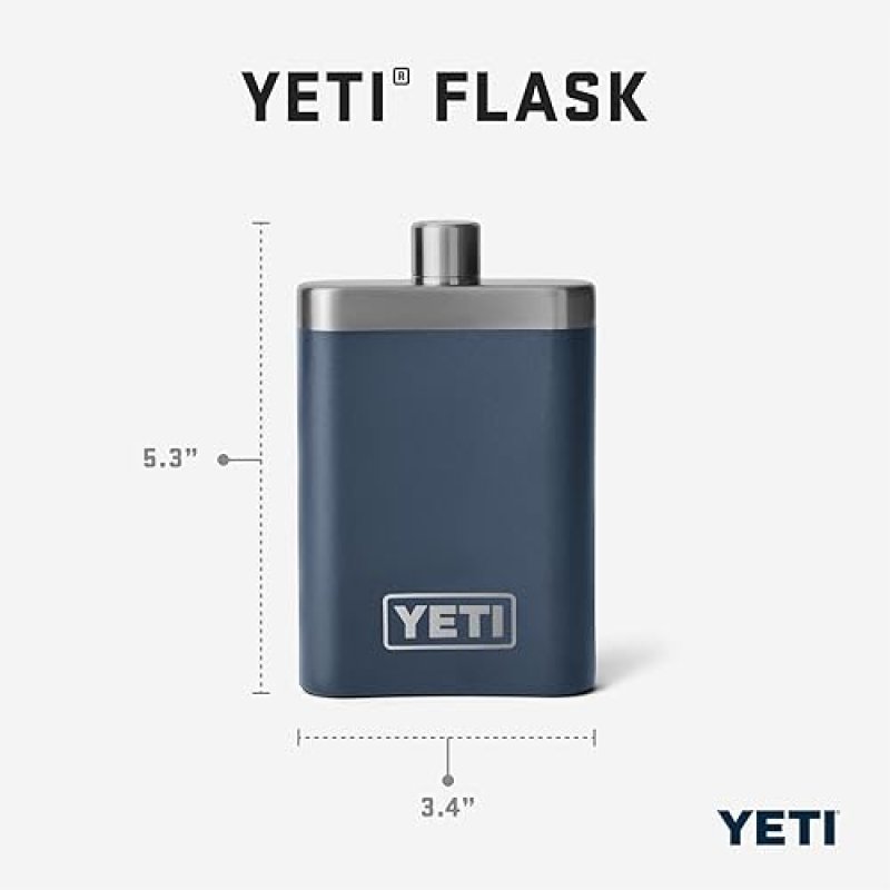 YETI 7 OZ STAINLESS STEEL FLASK WITH FUNNEL DURABLE LEAK-PROOF TRAVEL BOTTLE