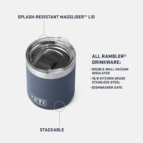 YETI RAMBLER 10 OZ STACKABLE LOWBALL 2.0 VACUUM INSULATED STAINLESS STEEL MUG WITH MAGSLIDER LID WET