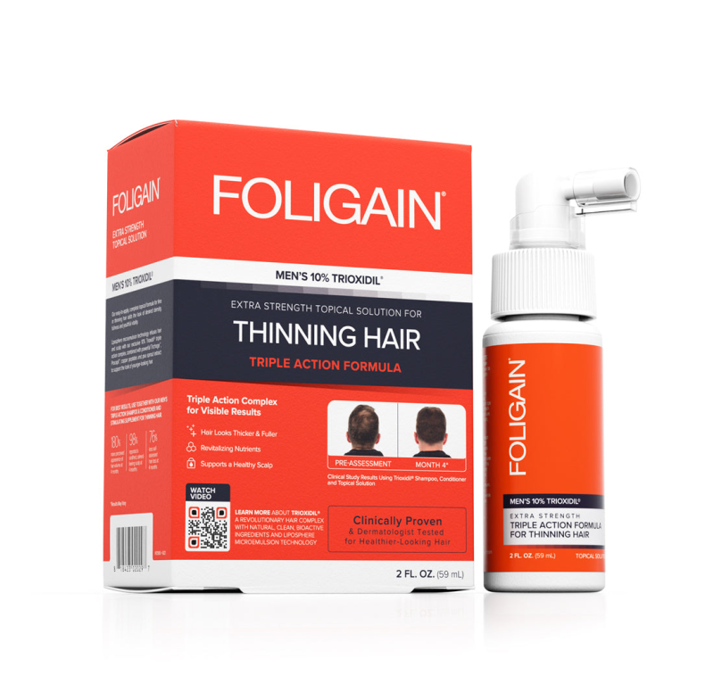 FOLIGAIN TRIPLE ACTION COMPLETE FORMULA FOR THINNING HAIR FOR MEN 10% TRIOXIDIL®