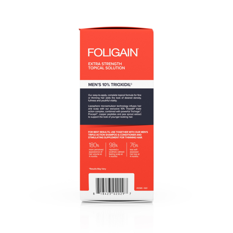 FOLIGAIN TRIPLE ACTION COMPLETE FORMULA FOR THINNING HAIR FOR MEN 10% TRIOXIDIL®