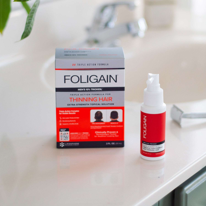 FOLIGAIN TRIPLE ACTION COMPLETE FORMULA FOR THINNING HAIR FOR MEN 10% TRIOXIDIL®