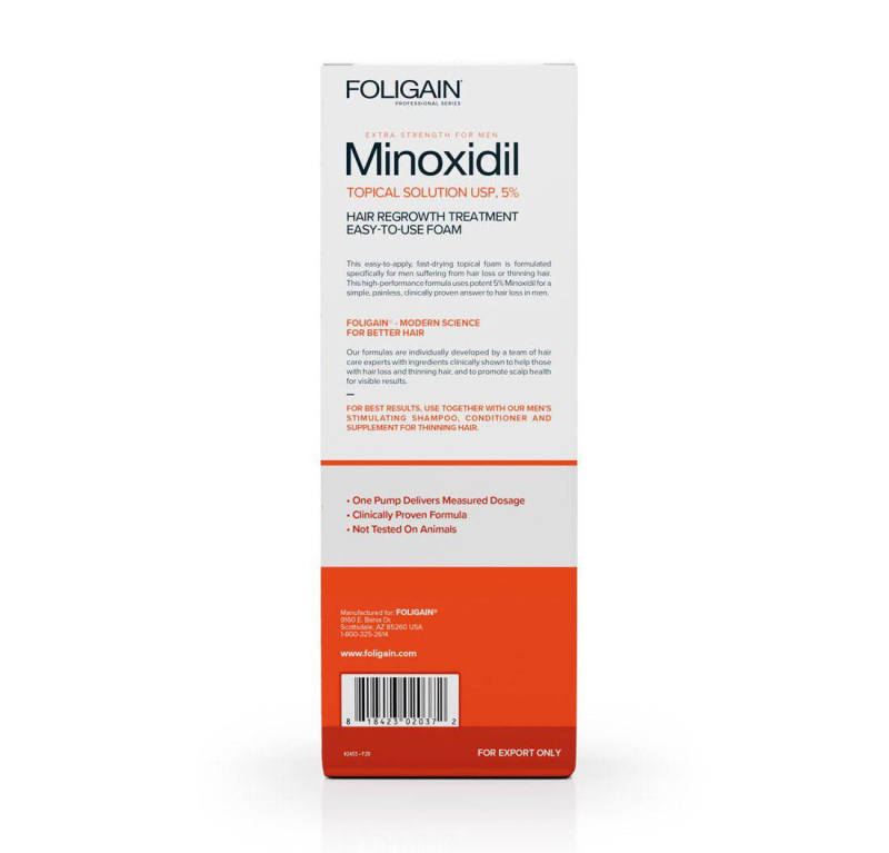 FOLIGAIN MINOXIDIL 5% HAIR REGROWTH FOAM FOR MEN 3 MONTH SUPPLY