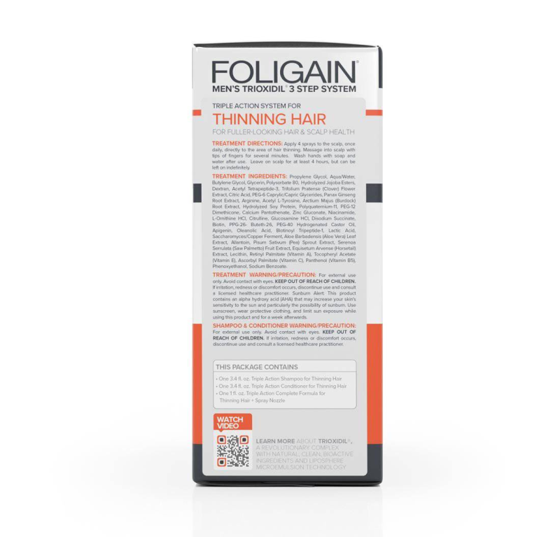 FOLIGAIN TRIPLE ACTION HAIR CARE SYSTEM FOR MEN 3 PIECE TRIAL SET