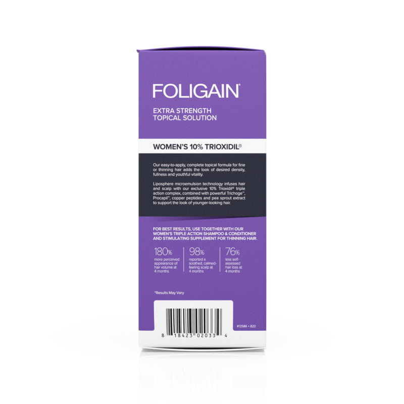 FOLIGAIN TRIPLE ACTION COMPLETE FORMULA FOR THINNING HAIR FOR WOMEN WITH 10% TRIOXIDIL®