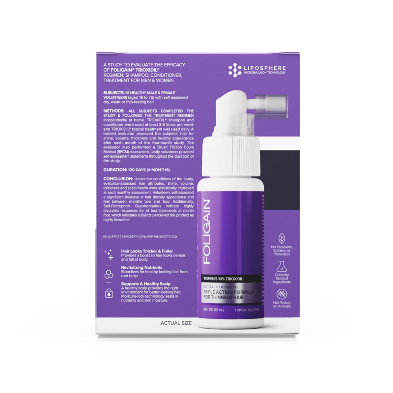 FOLIGAIN TRIPLE ACTION COMPLETE FORMULA FOR THINNING HAIR FOR WOMEN WITH 10% TRIOXIDIL®