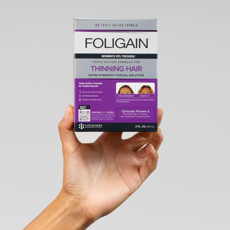 FOLIGAIN TRIPLE ACTION COMPLETE FORMULA FOR THINNING HAIR FOR WOMEN WITH 10% TRIOXIDIL®