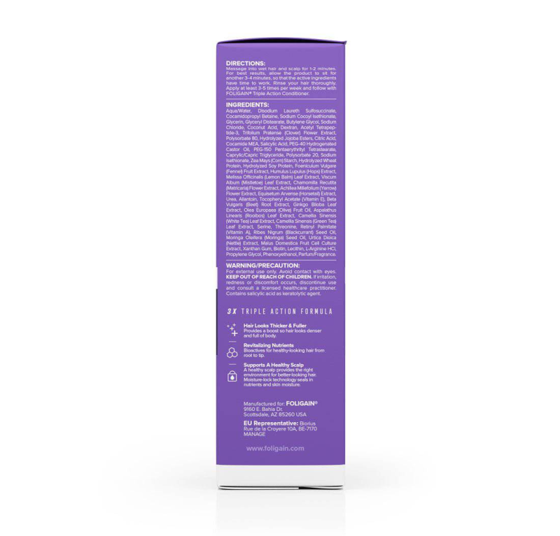 FOLIGAIN TRIPLE ACTION SHAMPOO FOR THINNING HAIR FOR WOMEN WITH 2% TRIOXIDIL®