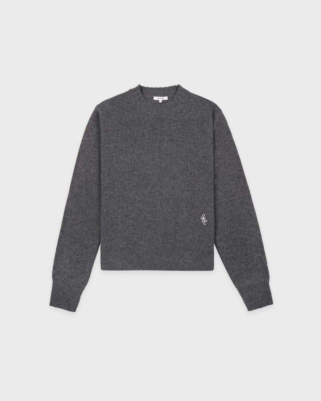 SPORTY&RICH SRC CASHMERE SWEATER - COOL GRAY/WHITE