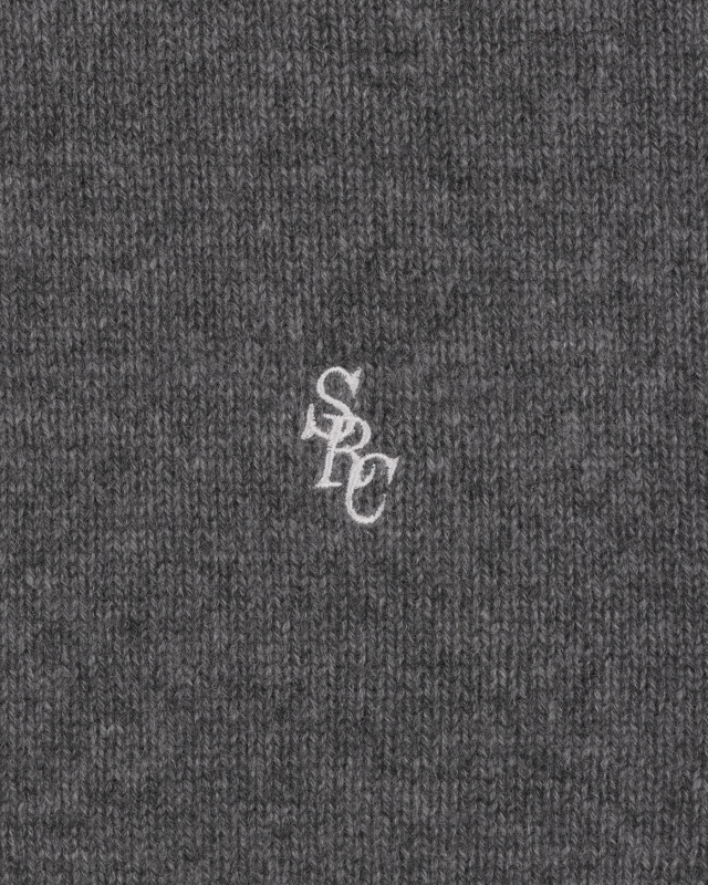 SPORTY&RICH SRC CASHMERE SWEATER - COOL GRAY/WHITE