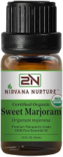 NIRVANA NURTURE SWEET MARJORAM ESSENTIAL OIL USDA ORGANIC 100 PURE NATURAL PREMIUM UNDILUTED GRADE