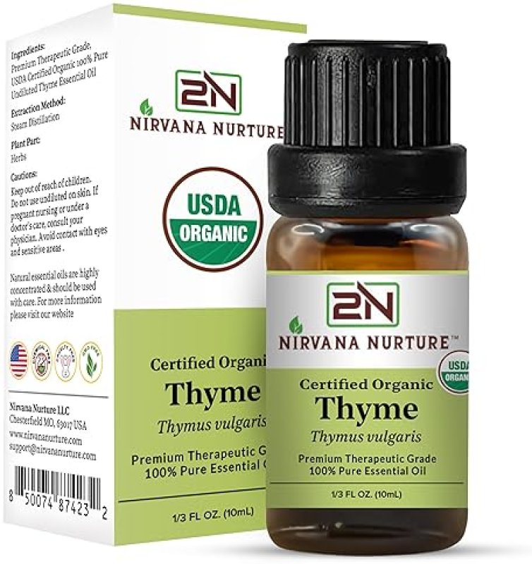NIRVANA NURTURE USDA ORGANIC THYME ESSENTIAL OIL - 100 PURE, NATURAL, PREMIUM GRADE, UNDILUTED