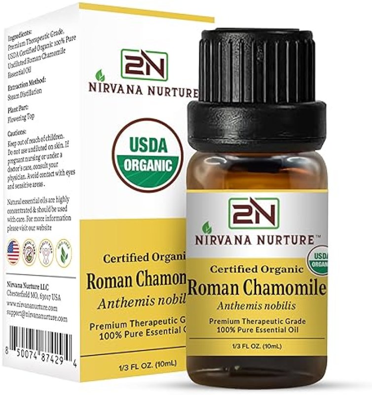 NIRVANA NURTURE ROMAN CHAMOMILE ESSENTIAL OIL USDA ORGANIC 100 PURE NATURAL PREMIUM GRADE UNDILUTED