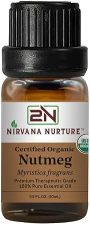 NIRVANA NURTURE USDA ORGANIC NUTMEG ESSENTIAL OIL - 100 PURE, NATURAL, PREMIUM GRADE, UNDILUTED