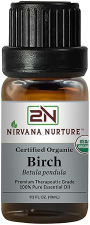 NIRVANA NURTURE USDA ORGANIC BIRCH ESSENTIAL OIL 100 PURE, NATURAL, PREMIUM GRADE, UNDILUTED