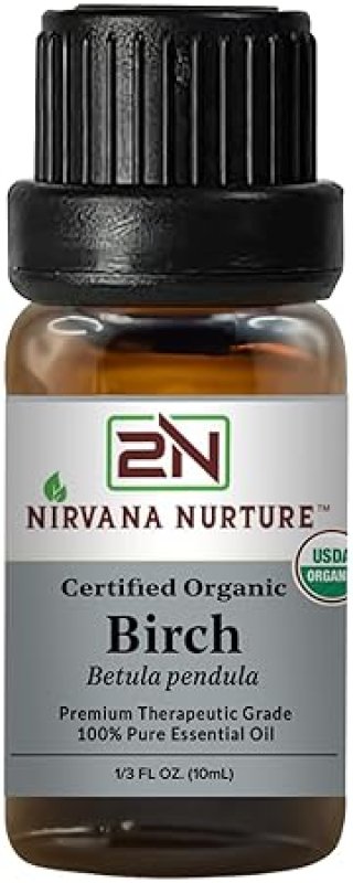 NIRVANA NURTURE USDA ORGANIC BIRCH ESSENTIAL OIL 100 PURE, NATURAL, PREMIUM GRADE, UNDILUTED