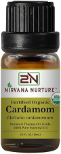 NIRVANA NURTURE USDA ORGANIC CARDAMOM ESSENTIAL OIL - 100 PURE, NATURAL, PREMIUM GRADE, UNDILUTED