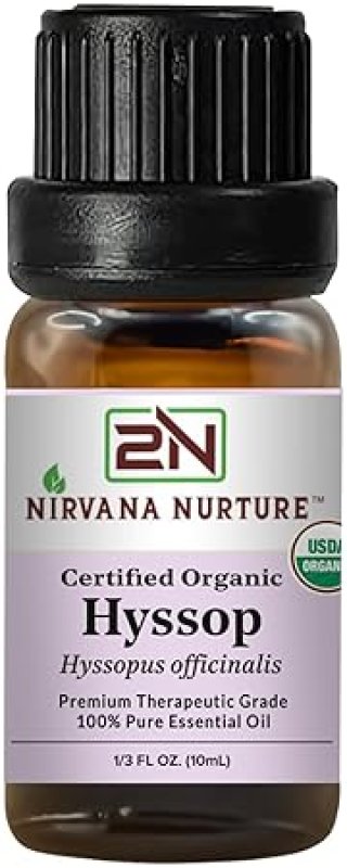 NIRVANA NURTURE USDA ORGANIC HYSSOP ESSENTIAL OIL 100 PURE, NATURAL, PREMIUM GRADE, UNDILUTED