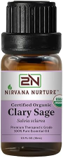 NIRVANA NURTURE CLARY SAGE ESSENTIAL OIL USDA ORGANIC 100 PURE NATURAL PREMIUM GRADE UNDILUTED