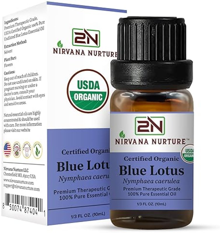 NIRVANA NURTURE BLUE LOTUS ESSENTIAL OIL USDA ORGANIC 100 PURE NATURAL PREMIUM UNDILUTED EXTRACT