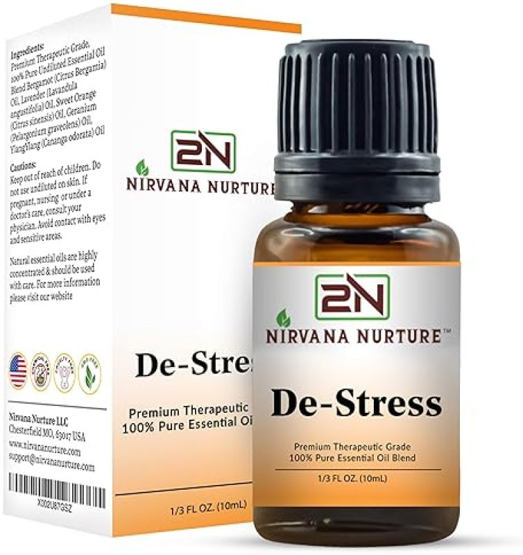 NIRVANA NURTURE DE STRESS BLEND 100 PURE NATURAL AROMATHERAPY OIL PREMIUM GRADE, UNDILUTED, MOOD BOOSTER
