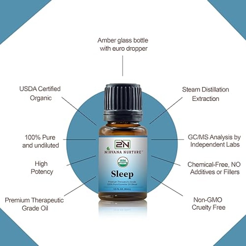 NIRVANA NURTURE USDA ORGANIC SLEEP BLEND 100 PURE, PREMIUM AROMATHERAPY FOR CALM RELAXATION
