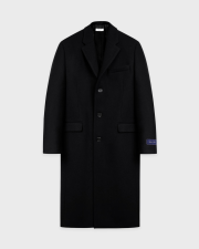SPORTY&RICH SIGNATURE LOGO WOOL OVERCOAT - BLACK