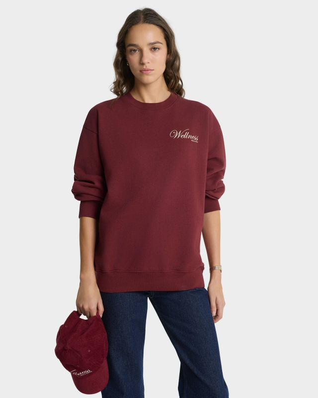 SPORTY&RICH SOHO CREWNECK - MERLOT/CREAM