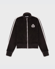 SPORTY&RICH NY CREST ELIO VELOUR TRACK JACKET - CHOCOLATE