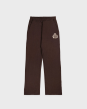 SPORTY&RICH NY CREST EMBROIDERED WIDE SWEATPANT - CHOCOLATE