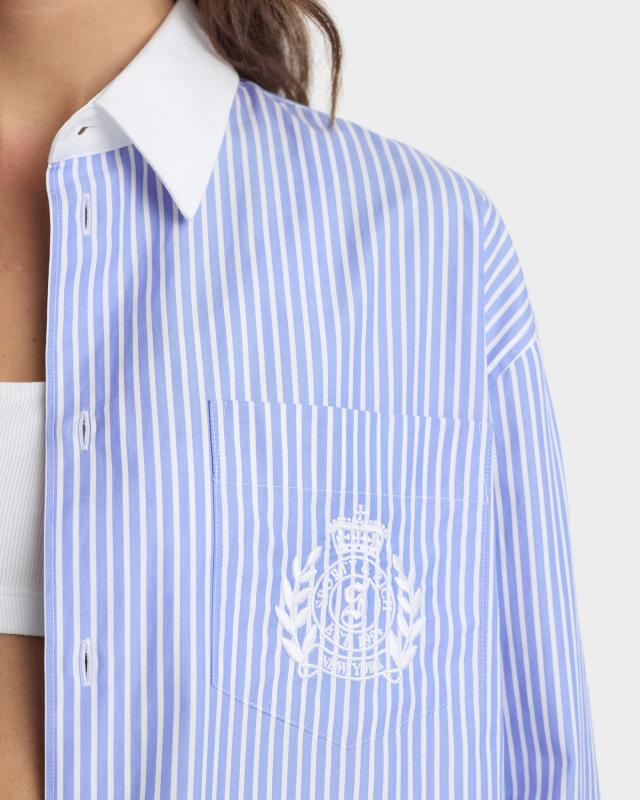 SPORTY&RICH NY CREST OVERSIZED SHIRT - NAVY STRIPE
