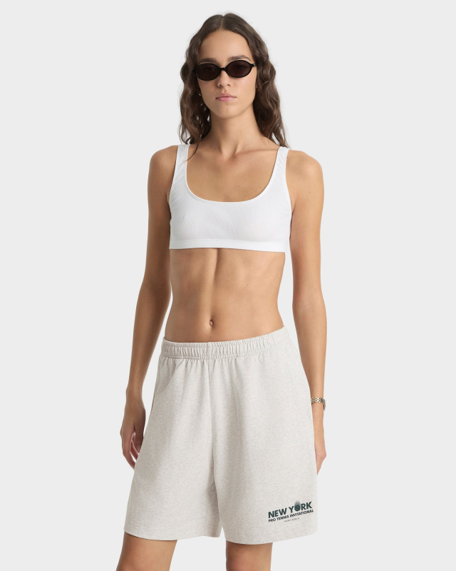 SPORTY&RICH PRO GYM SHORT - HEATHER GRAY/FOREST