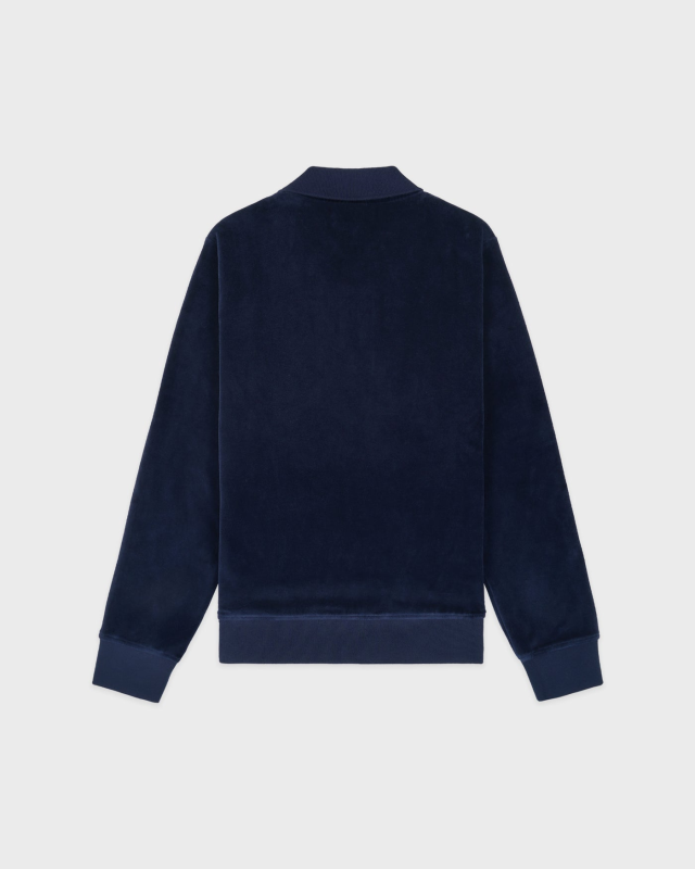 SPORTY&RICH CROWN TENNIS VELOUR POLO - NAVY/ECRU